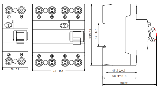 tamanho rccb ekl1-125h